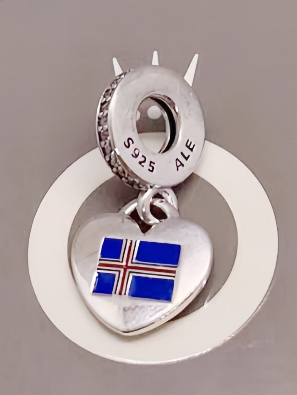 Pandora ICELAND Flag Charm Pendant sterling silver Pendant